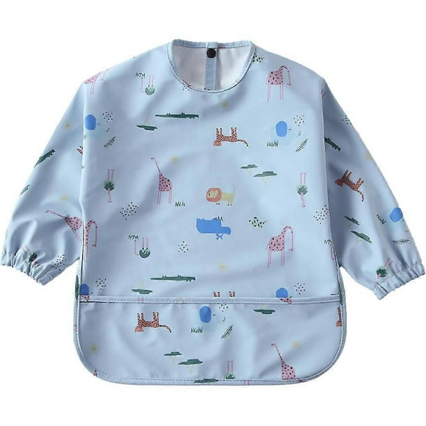 Full Sleeved Bib - Baby & Toddler Waterproof Smock with Tug-Proof Closure-Blue