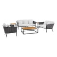 thumbnail image 2 of Modway Stance 6-Piece Aluminum & Fabric Patio Sofa Set in Gray/White, 2 of 17