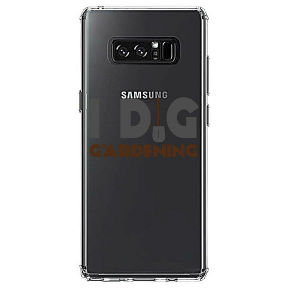 DistinctInk Clear Shockproof Hybrid Case for Samsung Galaxy Note 8 - TPU Bumper Acrylic Back Tempered Glass Screen Protector - I Dig Gardening