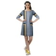 thumbnail image 2 of Moomaya Mini Dresses Women Cotton Slub Summer Dresses 3/4 Sleeve Shift Dress, 2 of 6