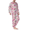 thumbnail image 2 of Naloa Purple Watercolor Flowers Men’s Pajamas Set - Long Sleeve Button Down Sleep Shirt and Pajama Bottoms Sleepwear Set-XX-Large, 2 of 7