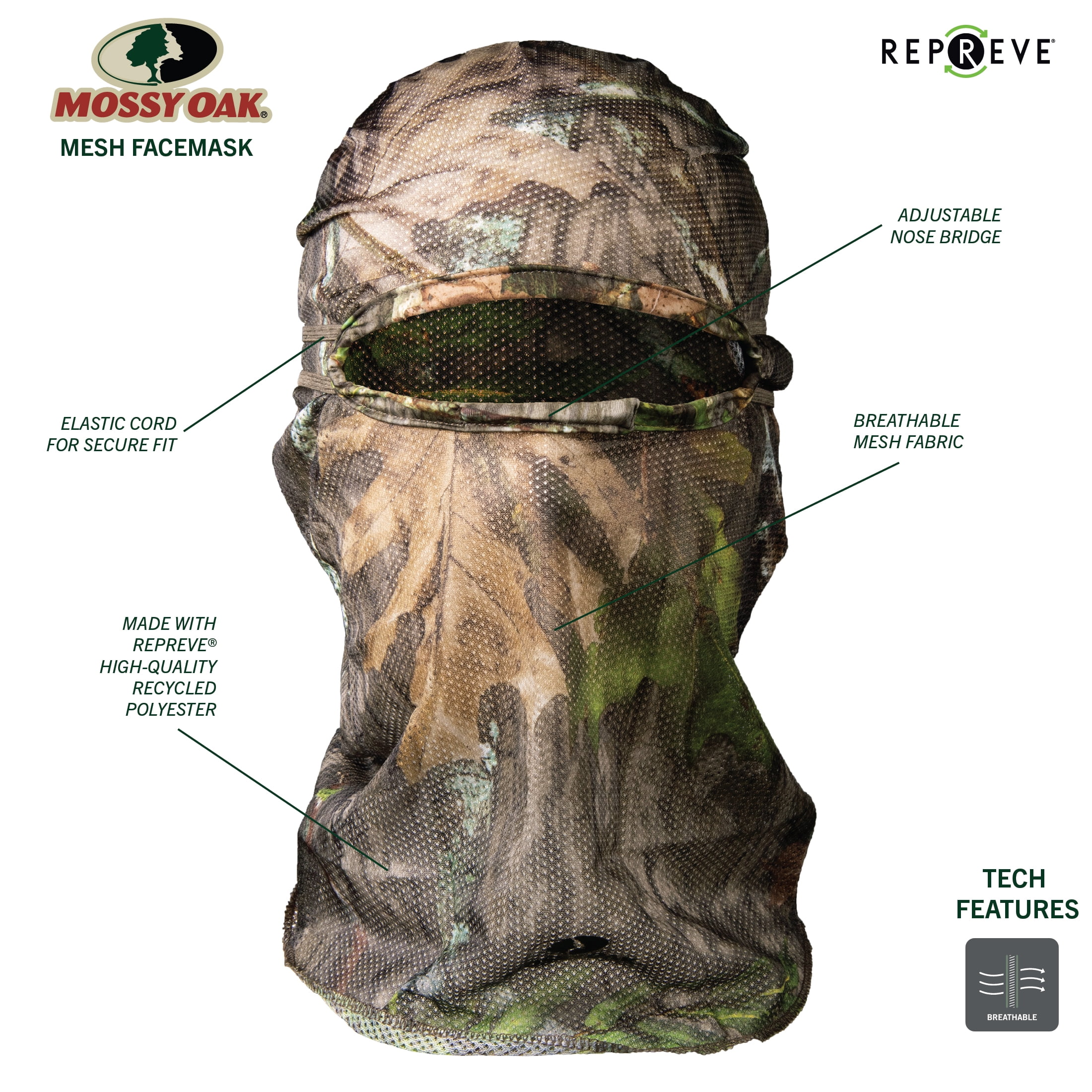 Mossy Oak Obsession Mesh Turkey Hunting Facemask Balaclava, Adult, Unisex