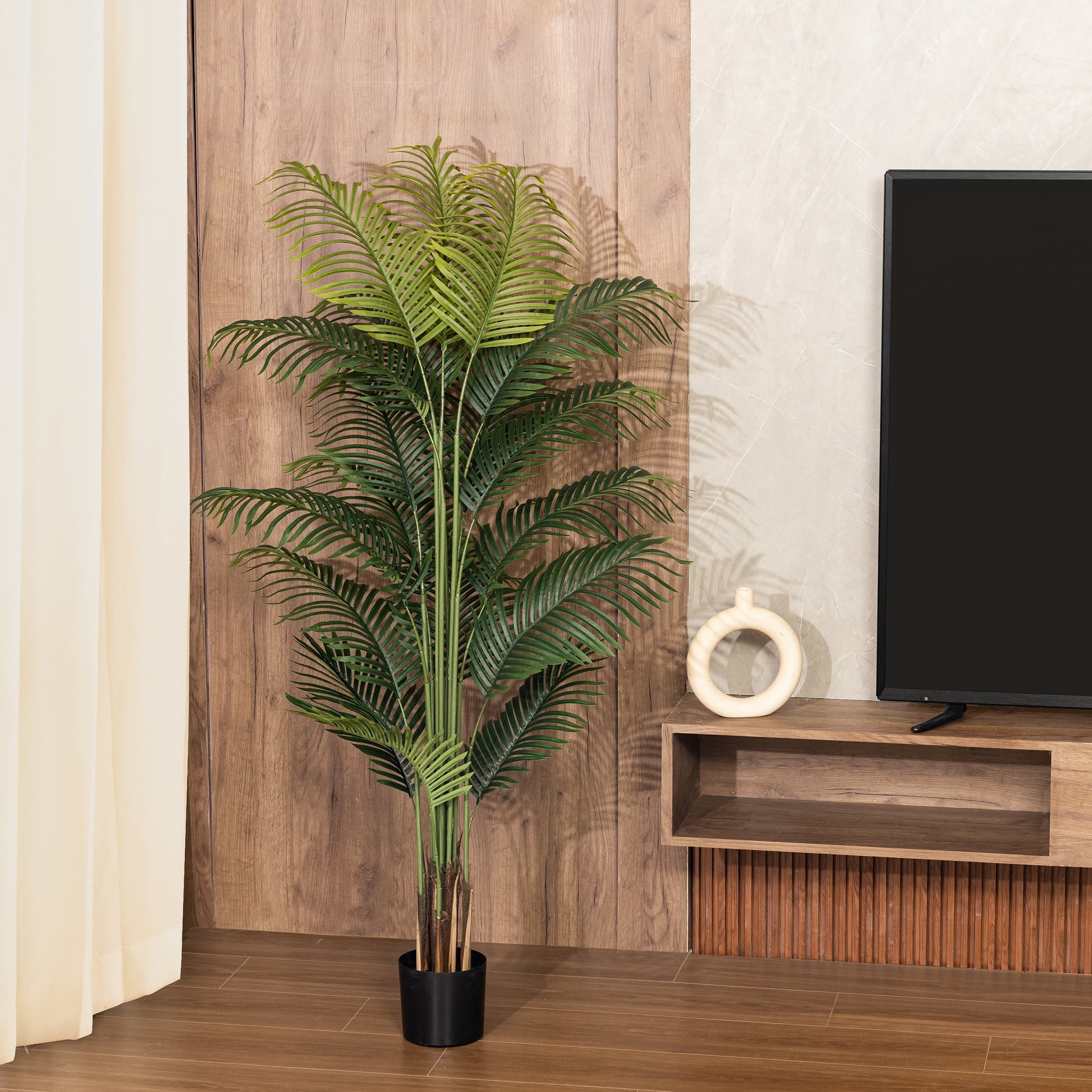 HiPlants 6ft Artificial Palm Plants, 6ft Fake Palm Tree, Pre Potted Faux Greenry Tree for Home Decor Office House Living Room Indoor Outdoor, Big Fake Plants Fake House Plants