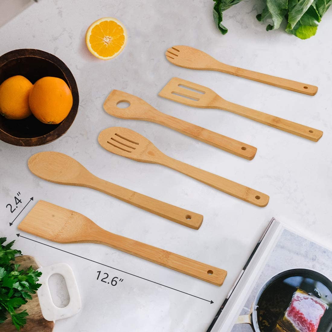 Bamboo Wooden Spoons for Stitch Cooking Kitchen,Lilo Premium Quality  Cartoon Spoons Wooden Utensil Set,6 PCS Fun Kitchen Cookware Set  Accessories