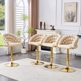thumbnail image 4 of Set of 2 Beige Puffy Bubble Chair Ball Chain Chair Velvet Bar Stools with Gold Legs, Modern Tufted Adjustable Bar Chairs for Kitchen Island & Home Bar, 4 of 9