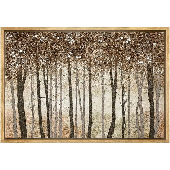 wall26 Framed Canvas Print Wall Art Rustic Brown Autumn Fall Forest Tree Landscape Nature Wilderness Illustrations Modern Art Farmhouse/Country for Living Room, Bedroom, Office - 16"x24" Na