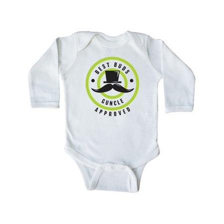 

Inktastic Best Buds Guncle Approved with Tophat and Mustache Gift Baby Boy Long Sleeve Bodysuit