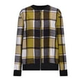 thumbnail image 4 of GEWSEY Flannel Jacket Women Stand Collar Long Sleeve Zip up Plaid Shackets Casual Warm Bomber Jackets Coats Fall Outfits (Yellow, M), 4 of 6