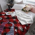 thumbnail image 3 of Merry Christmas Throw Flannel Blanket 40x60In Christmas Gnomes Snowflakes Heart Red Plaid Super Soft Cozy Bed Blanket, Lightweight Plush Fuzzy Bed Throw for Bedroom Sofa Couch Living Room, 3 of 4