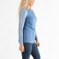 thumbnail image 4 of Womens L/XL Blue Floral Brushed Jersey Contrast Long Sleeve Top by Howard's, 4 of 5