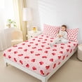 thumbnail image 4 of Homewish Cute Cartoon Mushroom Bed Sheets,Kawaii Loves Pattern King Sheets,Pink Red Sheet Set For Girls Kids,Super Cozy Room Decor,4 Pieces, 4 of 7