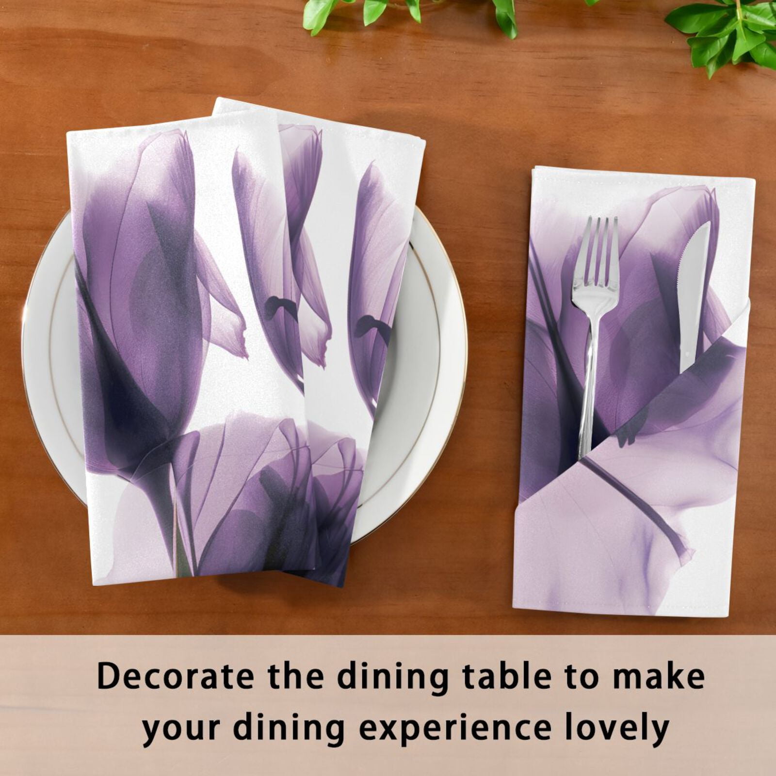 JSTEL Purple Calla Lily Cloth Napkins Set of 6, 20x20 Inch Washable and Reusable Napkin for Decoupage Dinner Party Everyday Use