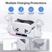 RGB Charging Dock for Oculus/Meta Quest 3S, VR Headset and Controller Fast Charger Base,Wall Mount Charging Stand for Meta Quest 3S Accessories with 2 Rechergeable,Dual-Use