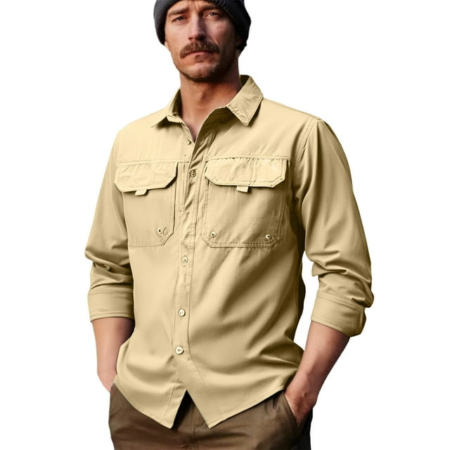 Chemise Cargo Utilitaire pour Homme - Haut Tactique Imperméable à Manches Longues avec Poches Multifonctions (Nylon/Polyester Durable pour la Randonnée/la Construction)