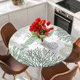 thumbnail image 2 of Sage Green Coastal Round Tablecloth 55-60 Inch Round Fitted Table Cloth with Elastic Edge, Summer Lobster Coral Nautical Waterproof Table Cover Protector for Outdoor Picnic Party Dining, 2 of 6