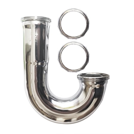 Thrifco 4400677 1/1/2 Inch Chrome Plated Brass Tubular Hi-Inlet J-Bend - 22 Gauge