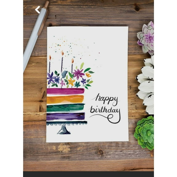 Colorful Birthday Card with Flower Cake Design – Happy Birthday Greeting Card – Blank Inside with Envelope – Perfect for Celebrations, Friends and Family