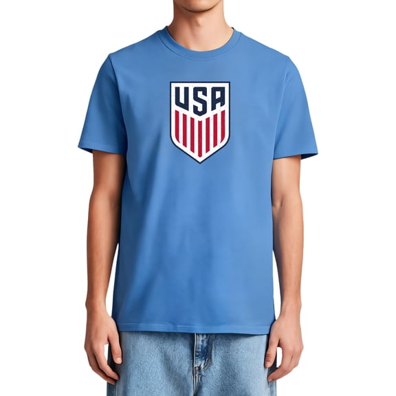 Icon Sports Officially Licensed US Soccer Federation Cotton T-Shirt - Unisex Adult - USA163CT Light Blue S