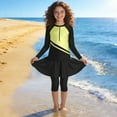 thumbnail image 6 of Girls Modest Swimsuit Full Coverage Swimwear Burkini Swimming Tops Capri Skirt Pants Rash Guard Set 3 Piece, 6 of 7