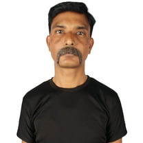 HPO Adult Men's Human Hair Mustache Cosplay Soft Grey Color Facial Hair Synthetic Fiber