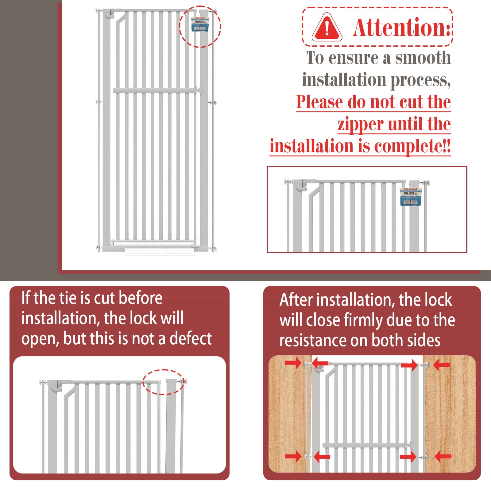 KORIMEFA 63" Extra Tall Baby Gate for Stairs 30"-33" Extra Wide Dog Gate for Doorways Hallways, Pressure Mounted Child Gate for Wide Opening, Auto Close Personal Safety for Babies and Pets, White