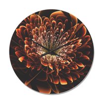 Designart 'Brown Fractal Flower On Black' Modern Wood Wall Clock