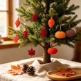 thumbnail image 5 of 18 Pcs Fall Ornaments for Tree, Wooden Maple Leaf Harvest Decor，Fall Christmas Tree Decorations, Autumn Party Thanksgiving Holiday Wall Decor,B, 5 of 7