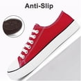 thumbnail image 6 of Women's Low‑Top Canvas Tennis Sneakers, Lace‑Up Casual Walking Flat Shoes, Red 7, 6 of 8