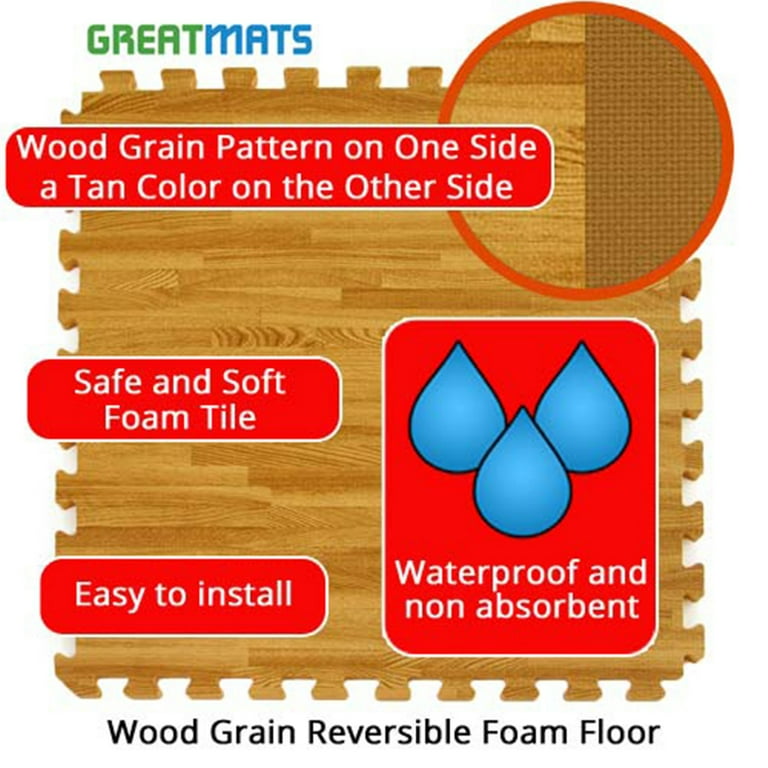 Wood Grain Foam Tiles Reversible 1/2 Inch x 2x2 Ft.