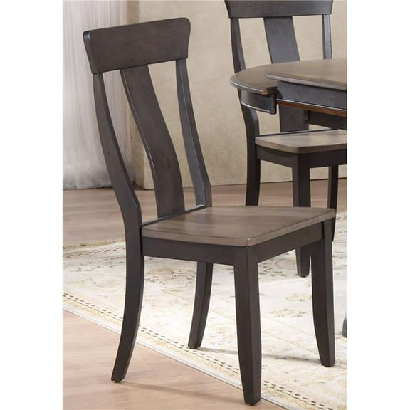 Iconic Furniture CH57-GRS-BKS Panel Back Dining Chair Grey Stone & Black Stone, Set of 2