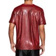 thumbnail image 3 of INSPIRE CHIC Metallic T-Shirt for Men's Round Neck Short Sleeves Sparkle Glitter Tee XL Red, 3 of 5