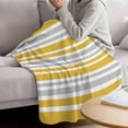 thumbnail image 3 of Ginger Yellow Stripes Blanket Soft Cozy Warm Twin Blanket for Bed, Plush Fuzzy Flannel Fleece Blankets for Sofa, Modern Minimalist Horizontal Lines Throw Blankets for Couch, Gifts for Men, 60"x80", 3 of 9