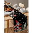 thumbnail image 6 of Table Runner Dresser Scarves 72 Inch Long, Cute Gnome Mushroom Plant Leaves Linen Dining Table Runners Foliage Moon Star on Black Tabletop Scarf for Wedding Holiday Party Kitchen, 6 of 7