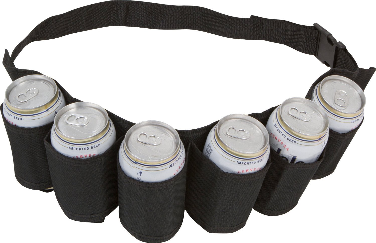 Beer & Soda Can Holster Belt 6 Pack By EZ Drinker (Black Design)