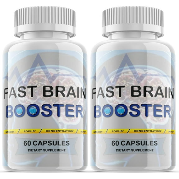 (2 Pack) Fast Brain Booster - Dietary Supplement for Focus, Memory, Clarity, & Energy - Advanced Cognitive Support Formula for Maximum Strength - 120 Capsules