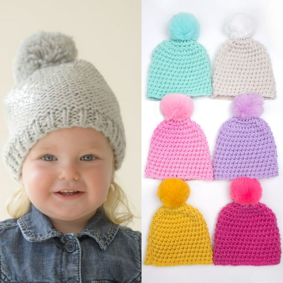 Kilaqueen Kids Toddler Winter Hat with Pom Pom Cute Warm Fleece Lined Knit Beanies Cap for Cold Weather Soft Comfy Cloche Hats