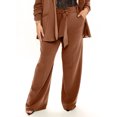 thumbnail image 5 of ZKESS Wide Leg Palazzo Pants for Women Plus Size Loose Fit Trouser Pants Wide Leg Belted Lounge Pants with Pockets 1X Brown, 5 of 6