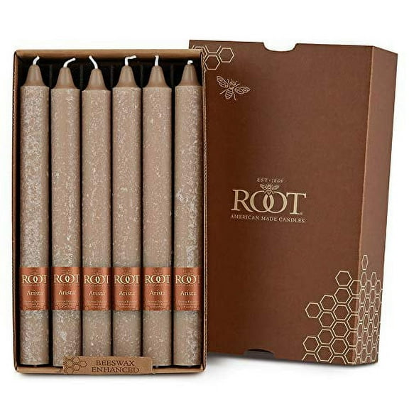 ROOT Candles Unscented Timberline™ Arista Taper Candles, 9-Inch Tall, Box of 12, Color: Taupe