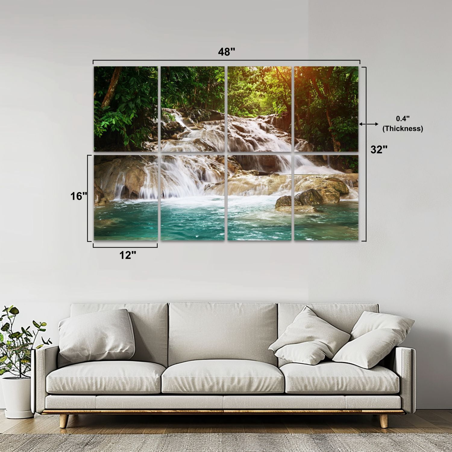 Forest 8 Pack Art Acoustic Panels Sound Absorbing Dunn River Falls Jamaica Decorative Soundproof Wall Panels Self Adhesive for Nursery Game Room Bedroom 48"x32"