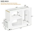 thumbnail image 4 of AENKYO Mobile End Table with Lockable Wheels, Narrow Coffee Table with 5mm Thick Fluted Tempered Glass, Modern Nightstand with Golden Round Rod for Living Room,White, 4 of 11