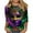#097-Purple, variant on Craaazy Women's Mardi Gras Sweatshirt Casual Carnival Print Crew Neck Shirts 3/4 Sleeve Loose Tops Gifts