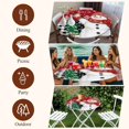 thumbnail image 7 of Red Snowman Christmas Round Tablecloth, Fitted Table Cover with Elastic for 55"-60" Round Tables, Snowflake Xmas Tree Winter Elk Table Cloth Outdoor Indoor Dinning Party Waterproof Tablecloths, 7 of 7