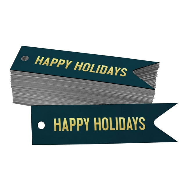 Inkdotpot Pack Of 100 Real Gold Foil Paper Tags Happy Holiday Favor Hang Tags