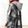 thumbnail image 4 of Guieoi Plus Size Jackets for Women Women's Casual Fashion Plaid Flannel Hooded Long Sleeve Buttoned Hooded Thick Sweatshirt Coat Fleece Top Gray, 4 of 7