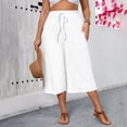 thumbnail image 2 of yillto Plus Size Women Capris Pant Wide Leg Loose Cropped Pants High Waist Drawstring Capri Trousers, 2 of 7