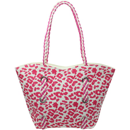 Luxury Divas - Hot Pink & White Leopard Print Beach Bag - www.neverfullbag.com
