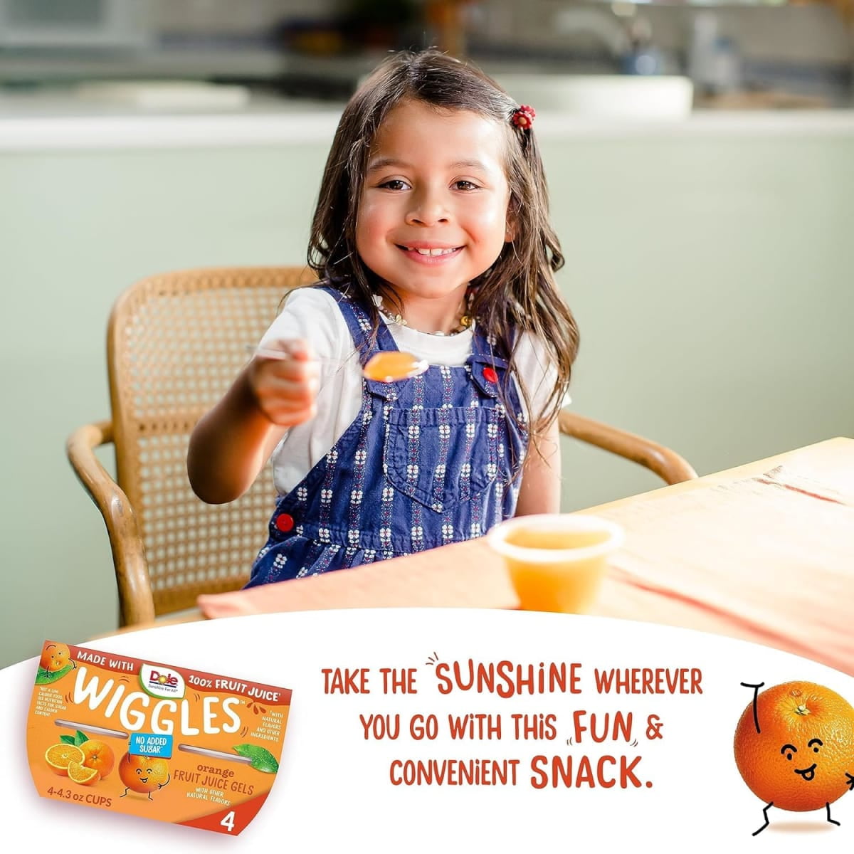(2 pack) Dole Wiggles Orange Fruit Juice Gels, 4.3 oz Cups (4 Pack)