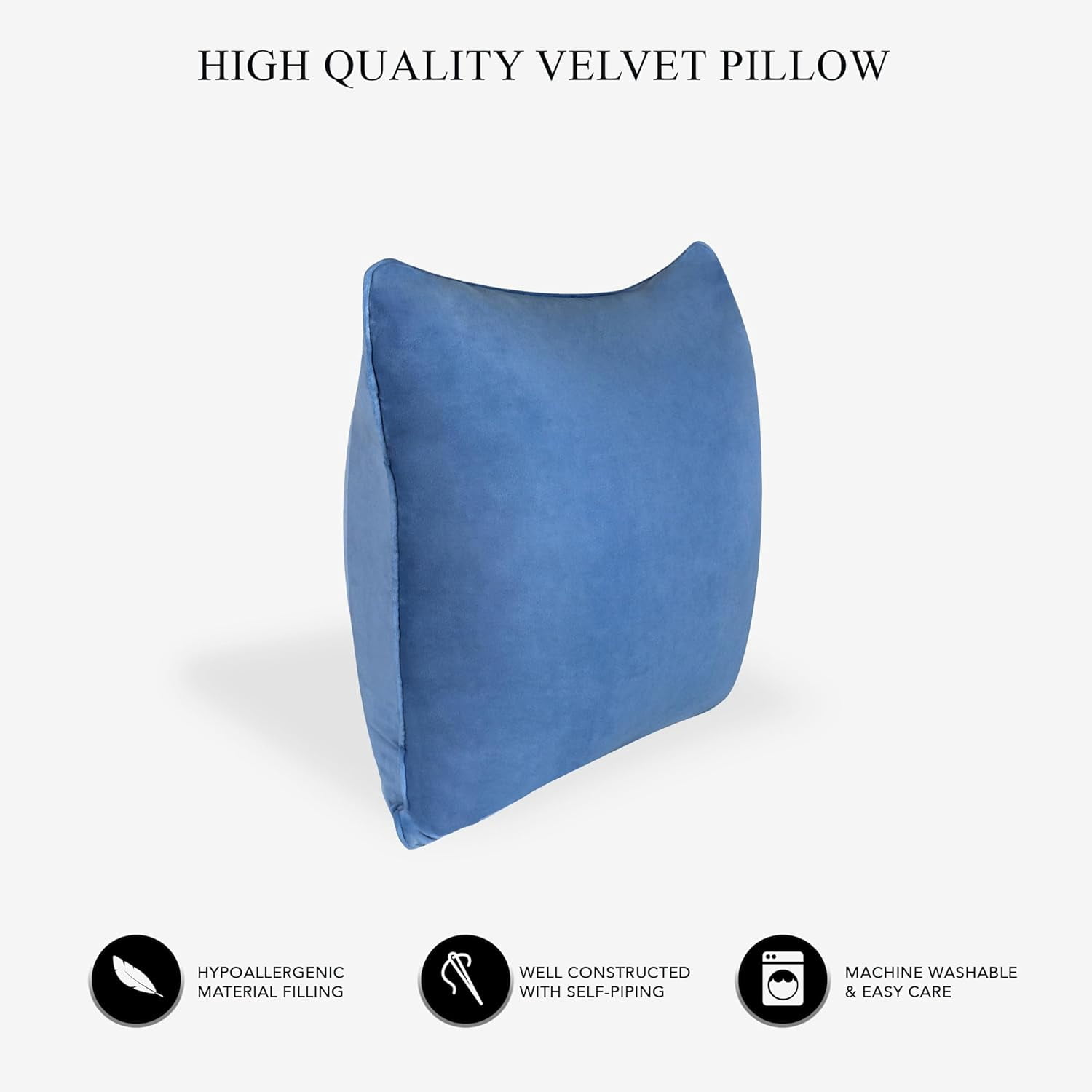 A1HC Hypoallergenic Down Alternative Decorative Throw Pillow, 24x24 in, Square, Pack of 1, Prussian Blue