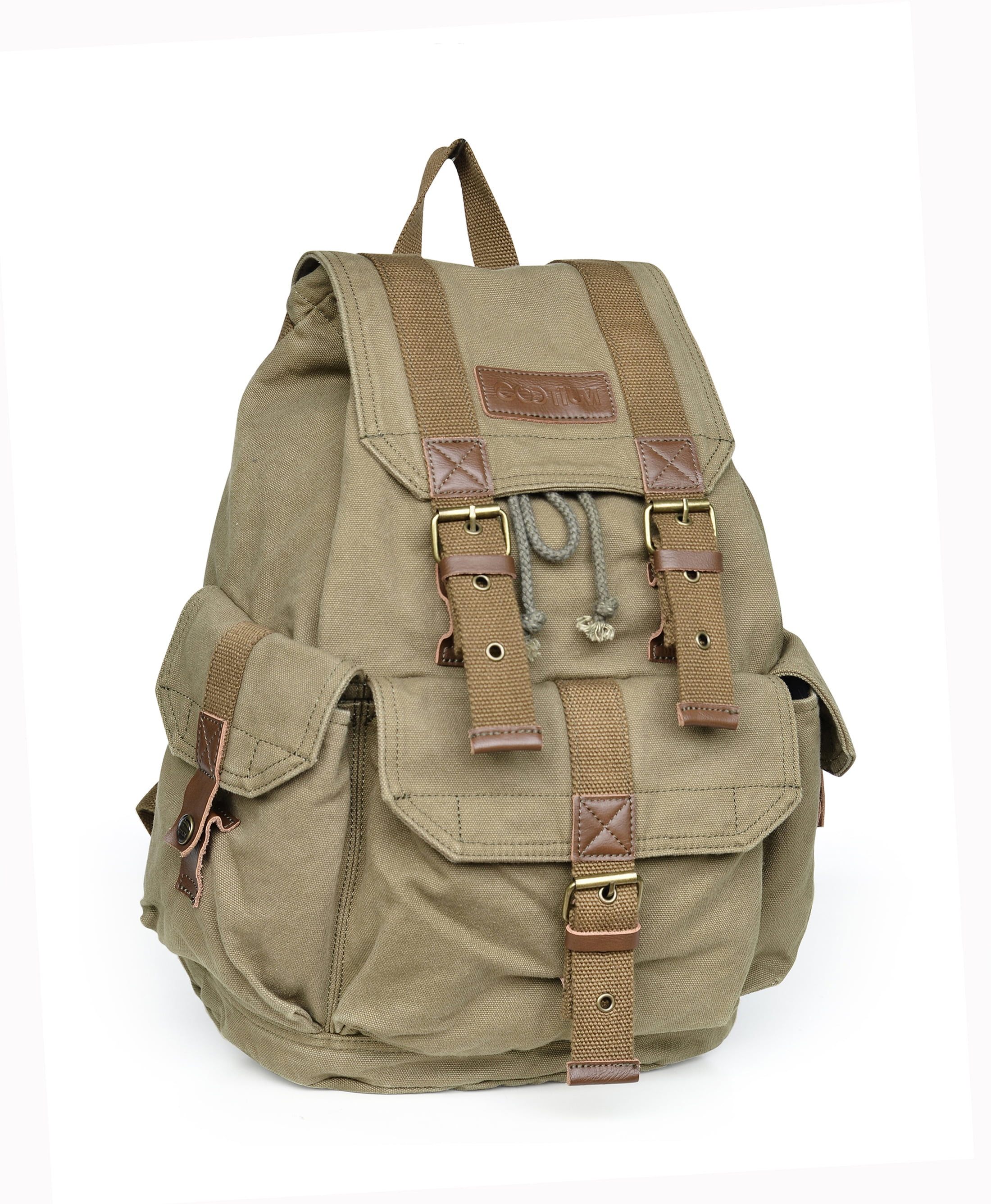 Gootium Vintage Canvas Backpack, Unisex Casual Classic Rucksack, Army ...