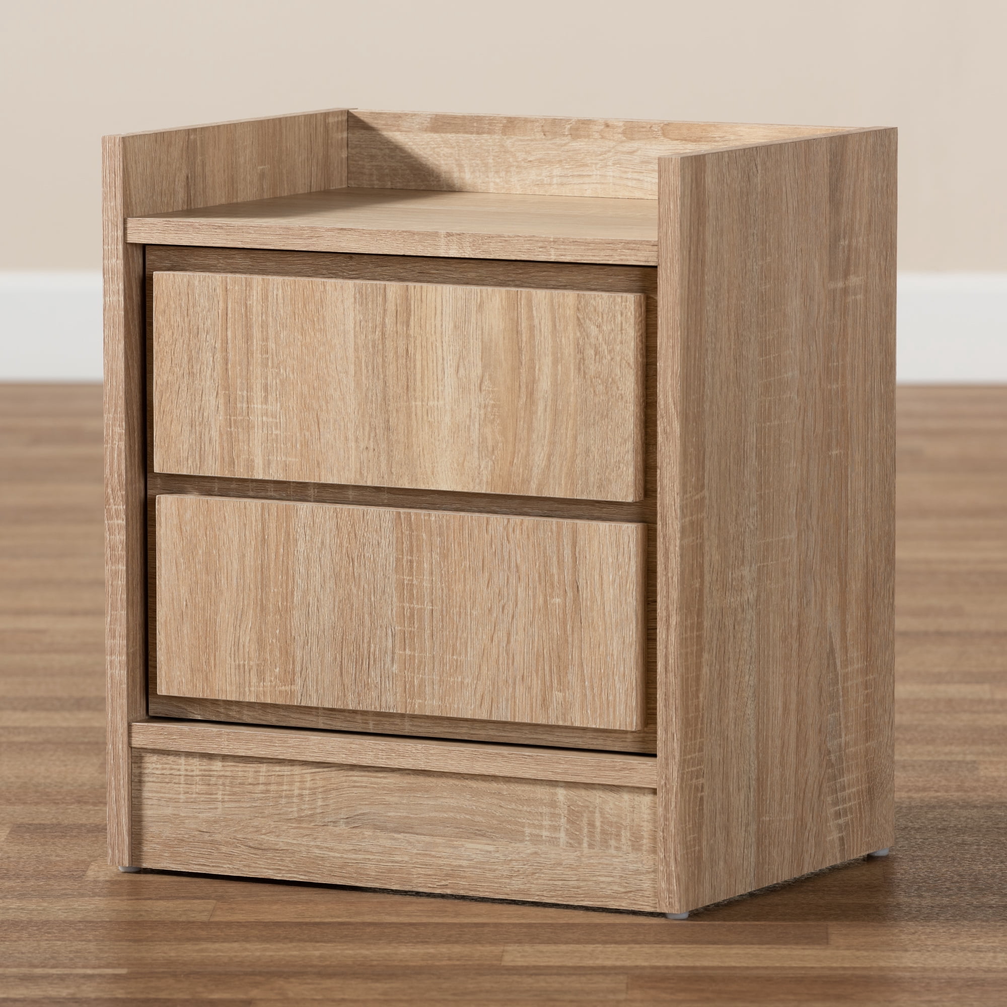 Baxton Studio Hale Modern and Contemporary Oak Finished Wood 2-Drawer Nightstand
